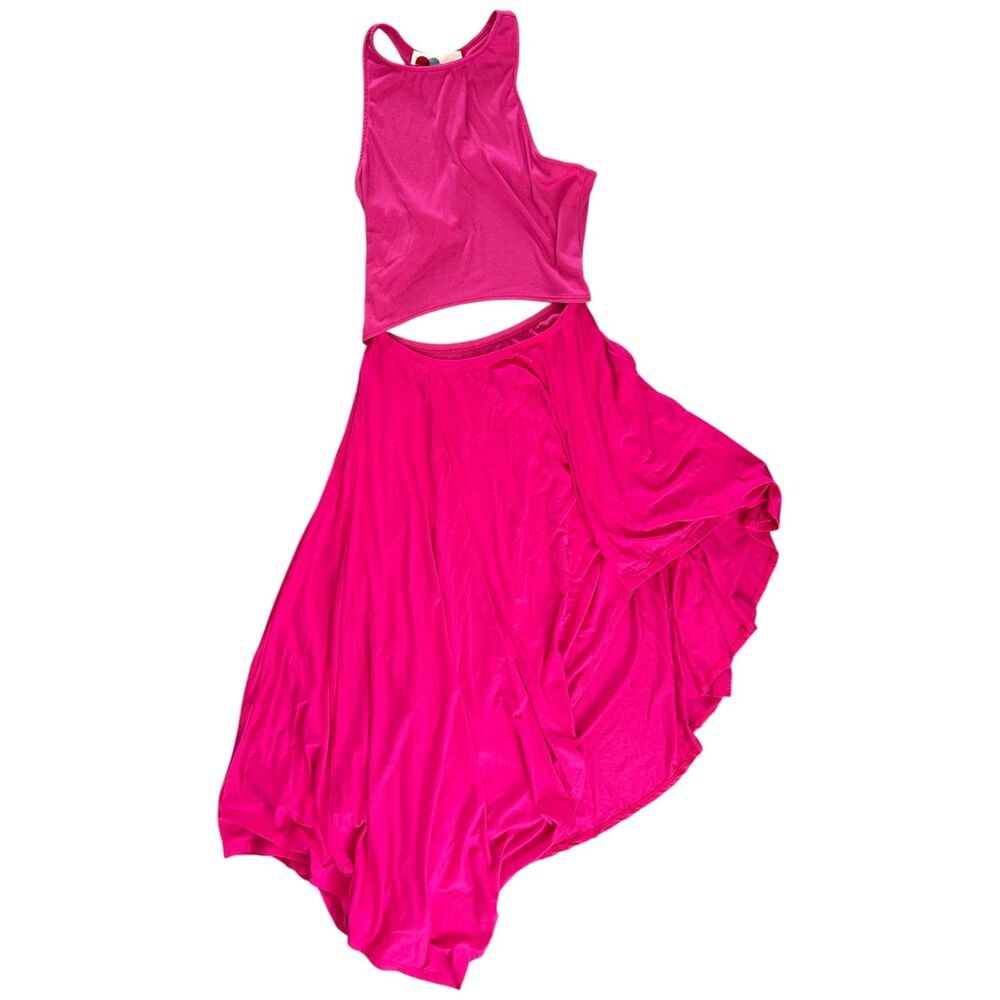 Free People FP Beach Bethany Midi Dress Pink Cutout Racerback Asymmetrical Sz M - Picture 5 of 11